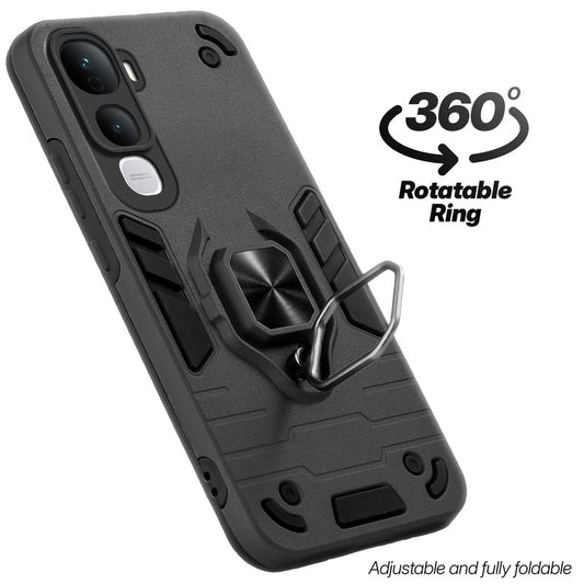 Dual layer shockproof back cover with 360° rotatable ring grip for Vivo Y400 Pro 5G