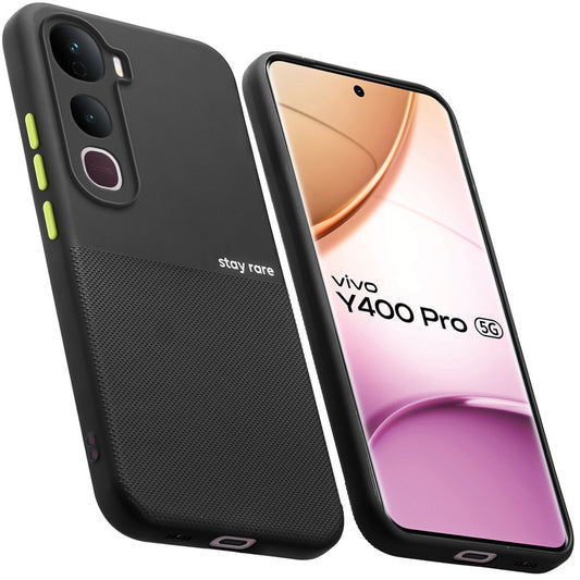 Premium Silicone Textured Case With Camera Protection & Inner Microfiber Lining Back Cover For Vivo Y400 Pro 5G