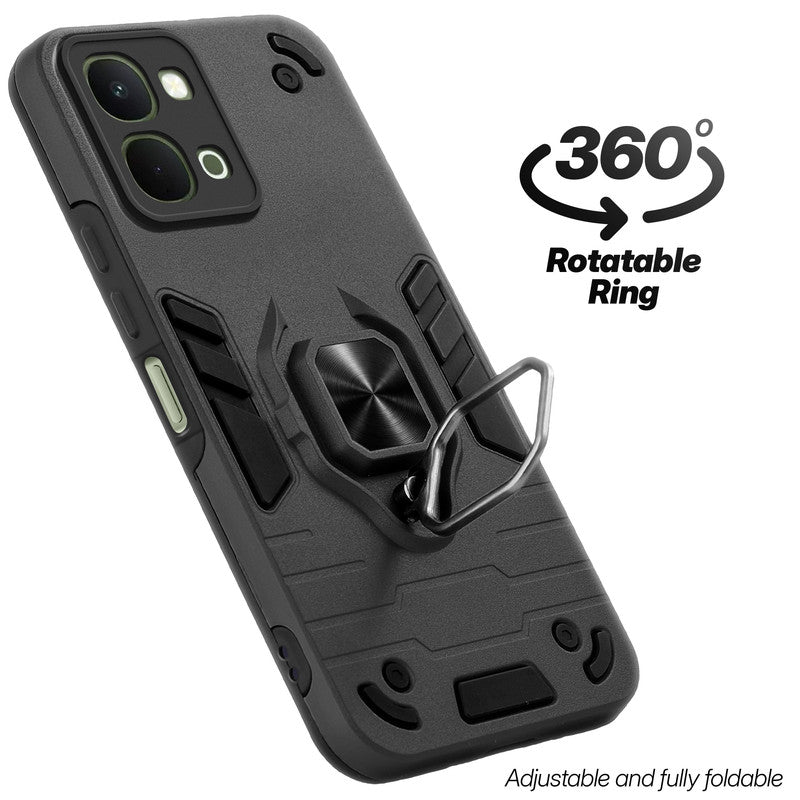 Dual layer shockproof back cover with 360° rotatable ring grip for Vivo Y51 Pro 5G