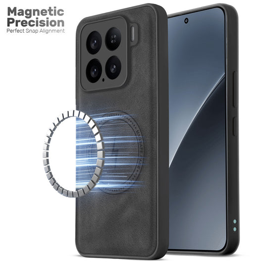 Refined PU Leather Case for Xiaomi 15 5G , with Support for MagSafe & Wireless Accessories