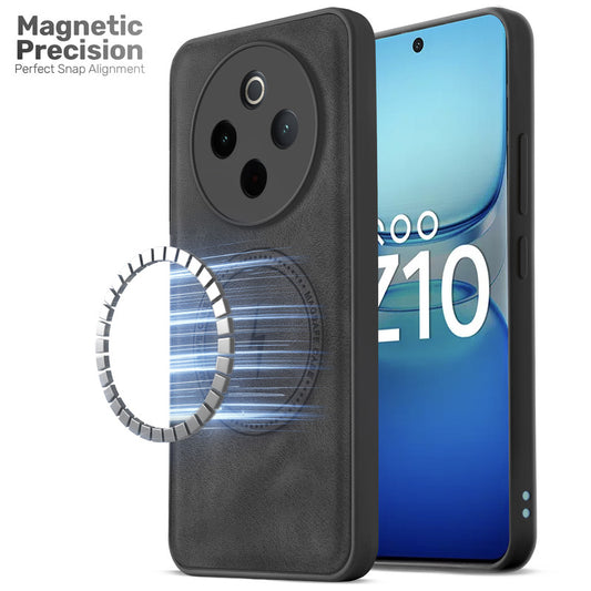 Refined PU Leather Case for iQOO Z10 5G , with Support for MagSafe & Wireless Accessories
