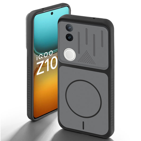 Black back cover for iQOO Z10R 5G with camera cut protection and ring design on back side.