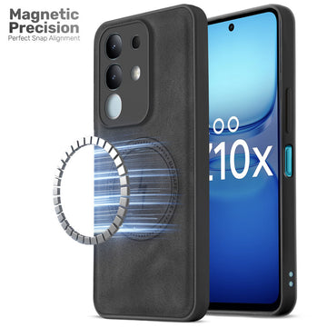 Refined PU Leather Case for iQOO Z10x 5G , with Support for MagSafe & Wireless Accessories
