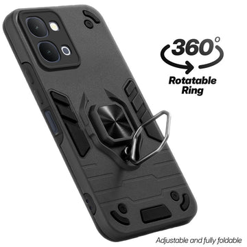 Dual layer shockproof back cover with 360° rotatable ring grip for iQOO Z11x 5G