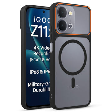 Premium Magnetic Case for iQOO Z11x 5G with Frosted Back, Soft Silicone Edges & Raised Camera Protection