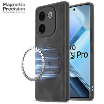 Refined PU Leather Case for iQOO Z9s Pro 5G , with Support for MagSafe & Wireless Accessories