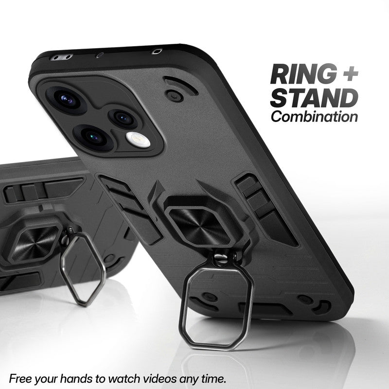 Oppo Reno 15 5G case with foldable ring stand for hands-free viewing in kickstand position