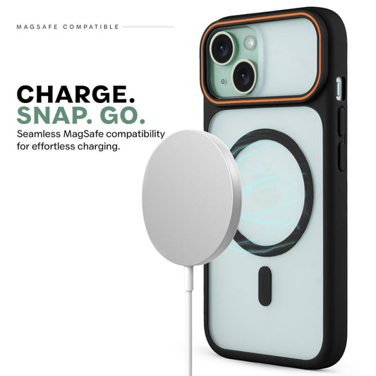 Premium MagSafe Case for Apple iPhone 15 with Frosted Back, Soft Silicone Edges & Raised Camera Protection