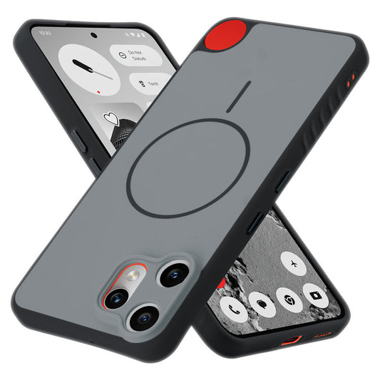 Matte Silicone Dual Color Back Cover with Metal Buttons & Ring Design for CMF Nothing Phone 2 Pro