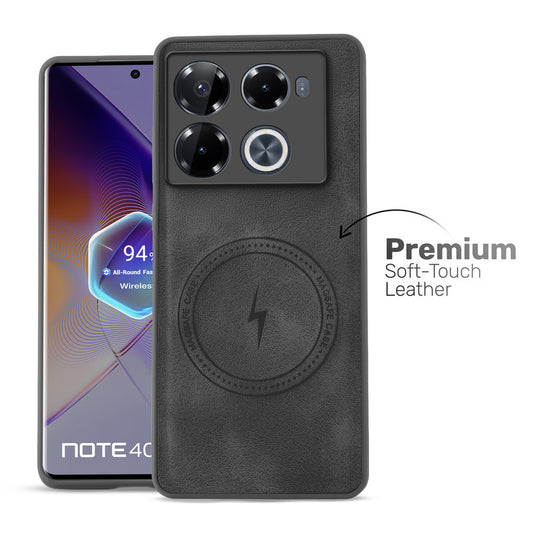 Refined PU Leather Case for Infinix Note 40 Pro 5G , with Support for MagSafe & Wireless Accessories