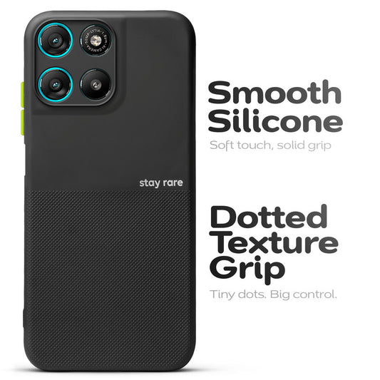 Premium Silicone Textured Case With Camera Protection & Inner Microfiber Lining Back Cover For Motorola G67 Power 5G