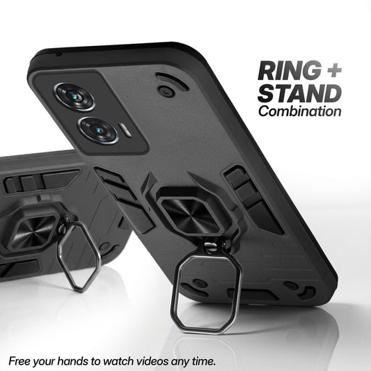 Dual Layer Shockproof Back Cover with 360° Rotatable Ring Grip & Impact Resistant Frame for Motorola Moto Edge 50 Fusion 5G