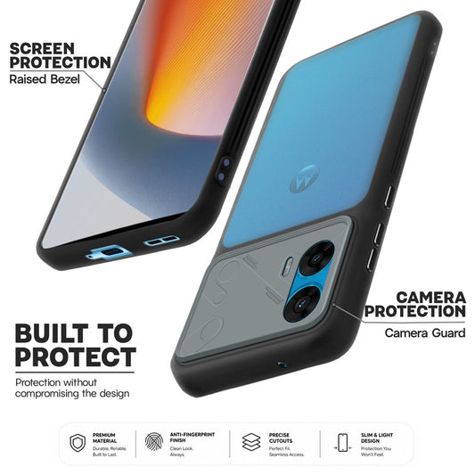 Premium Frosted Back Cover with Textured Camera Design & Metal-Look Buttons for Motorola Moto Edge 50 Fusion 5G