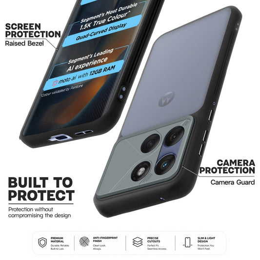 Premium Frosted Back Cover with Textured Camera Design & Metal-Look Buttons for Motorola Moto Edge 60 5G