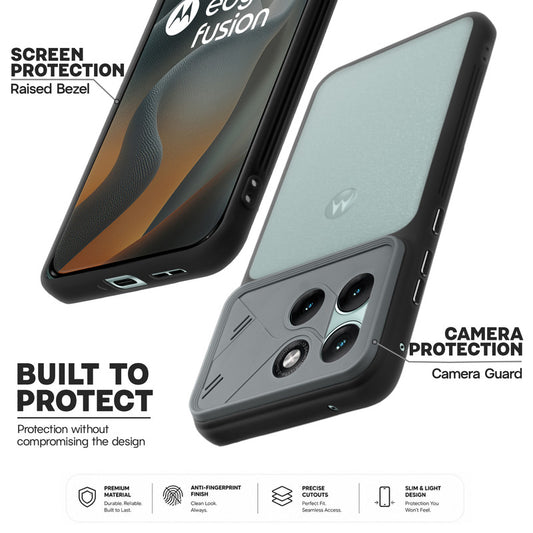 Premium Frosted Back Cover with Textured Camera Design & Metal-Look Buttons for Motorola Moto Edge 70 Fusion 5G
