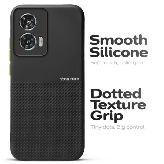 Premium Silicone Textured Case With Camera Protection & Inner Microfiber Lining Back Cover For Motorola Moto G96 5G