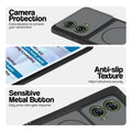 Black Phone case for Motorola Moto G96 5G highlighting raised camera protection, anti-slip texture, and responsive side buttons