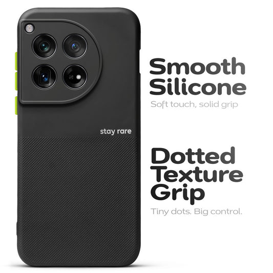 Premium Silicone Textured Case With Camera Protection & Inner Microfiber Lining Back Cover For OnePlus 12 5G