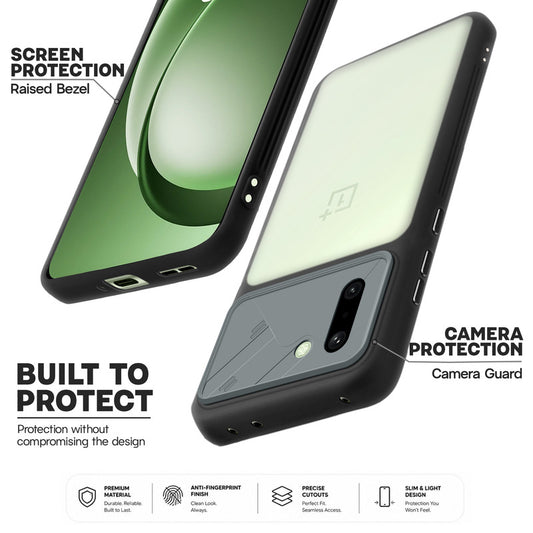 Premium Frosted Back Cover with Textured Camera Design & Metal-Look Buttons for OnePlus 15R 5G