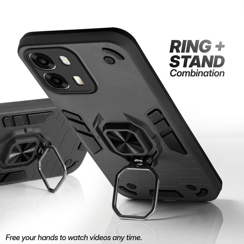 Oppo A6 Pro 5G case with foldable ring stand for hands-free viewing in kickstand position