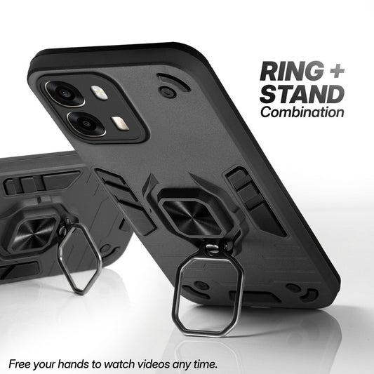 Oppo A6 Pro 5G case with foldable ring stand for hands-free viewing in kickstand position