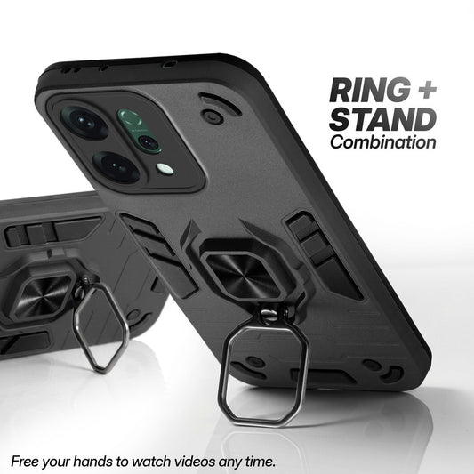 Oppo Reno 14 5G case with foldable ring stand for hands-free viewing in kickstand position