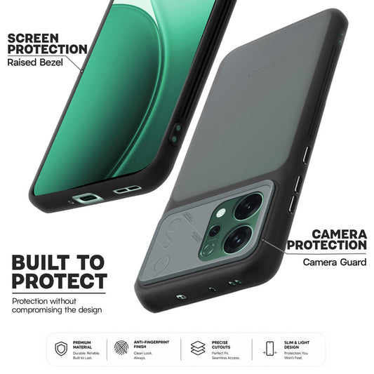 Premium Frosted Back Cover with Textured Camera Design & Metal-Look Buttons for Oppo Reno 14 5G