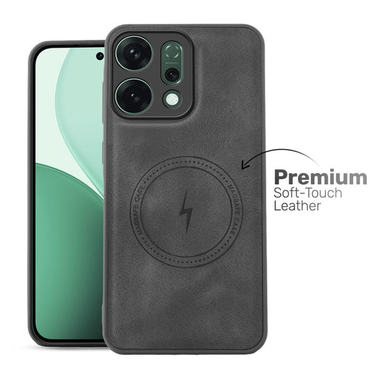Refined PU Leather Case for Oppo Reno 14 5G , with Support for MagSafe & Wireless Accessories