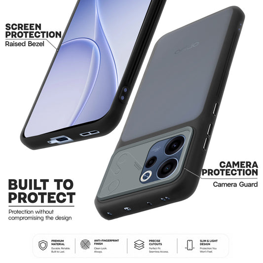 Premium Frosted Back Cover with Textured Camera Design & Metal-Look Buttons for Oppo Reno 15C 5G