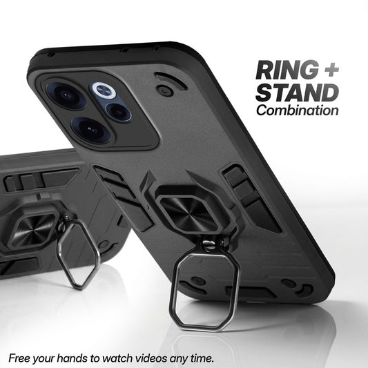 Oppo Reno 15C 5G case with foldable ring stand for hands-free viewing in kickstand position