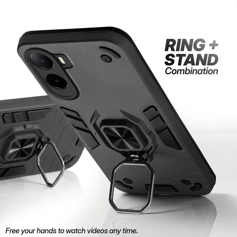 Poco C85x 5G case with foldable ring stand for hands-free viewing in kickstand position