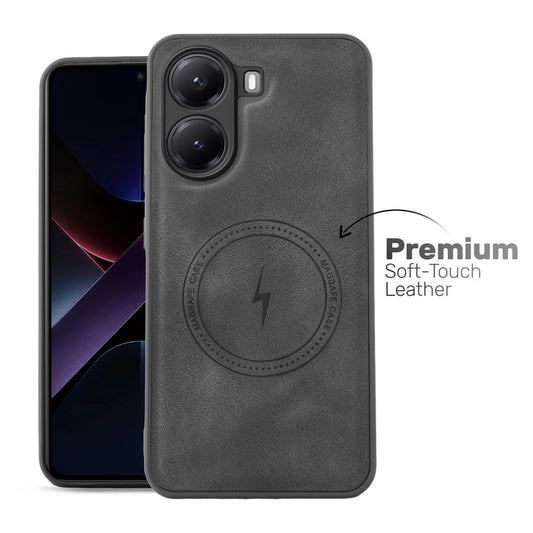 Refined PU Leather Case for Poco X7 Pro 5G , with Support for MagSafe & Wireless Accessories
