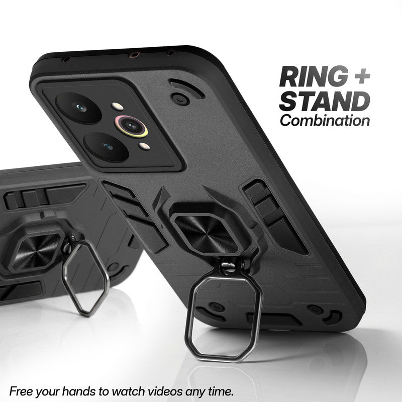 Realme 15 5G case with foldable ring stand for hands-free viewing in kickstand position