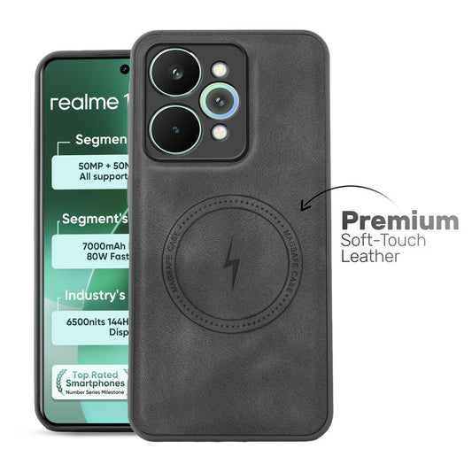 Refined PU Leather Case for Realme 15 Pro 5G , with Support for MagSafe & Wireless Accessories