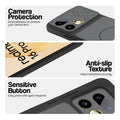 Black phone case for Realme 16 Pro 5G showing camera safety edges, anti slip side grip and easy press button covers.