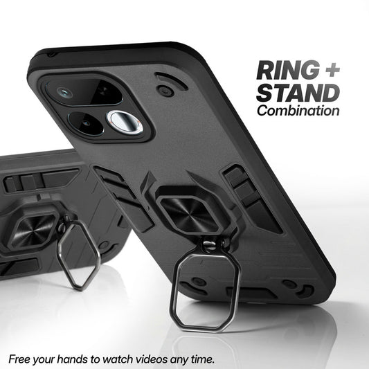 Realme 16T 5G case with foldable ring stand for hands-free viewing in kickstand position