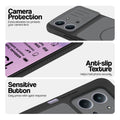 Black phone case for Redmi 15C 5G showing camera safety edges, anti slip side grip and easy press button covers.