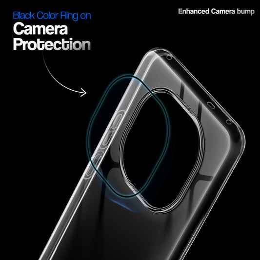 Crystal Clear Anti-Yellow Transparent Back Cover Case With Camera Ring Protection for Redmi Note 14 Pro Plus 5G