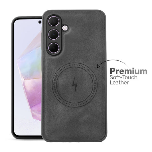 Refined PU Leather Case for Samsung A35 5G , with Support for MagSafe & Wireless Accessories
