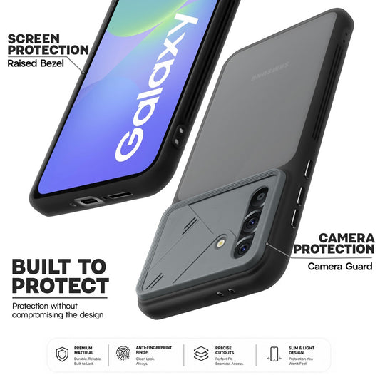 Premium Frosted Back Cover with Textured Camera Design & Metal-Look Buttons for Samsung A36 5G