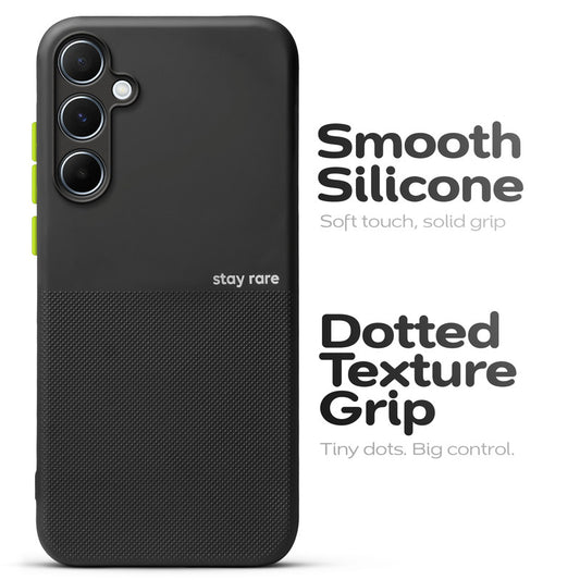 Premium Silicone Textured Case With Camera Protection & Inner Microfiber Lining Back Cover For Samsung A55 5G