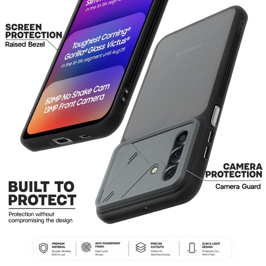 Premium Frosted Back Cover with Textured Camera Design & Metal-Look Buttons for Samsung F17 5G