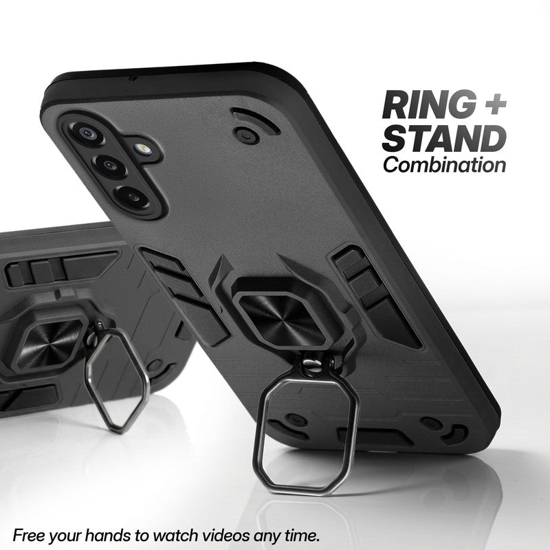 Samsung F17 5G case with foldable ring stand for hands-free viewing in kickstand position