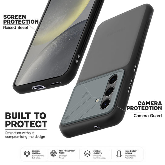Premium Frosted Back Cover with Textured Camera Design & Metal-Look Buttons for Samsung S24 5G