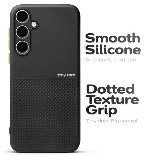 Premium Silicone Textured Case With Camera Protection & Inner Microfiber Lining Back Cover For Samsung S24 FE 5G