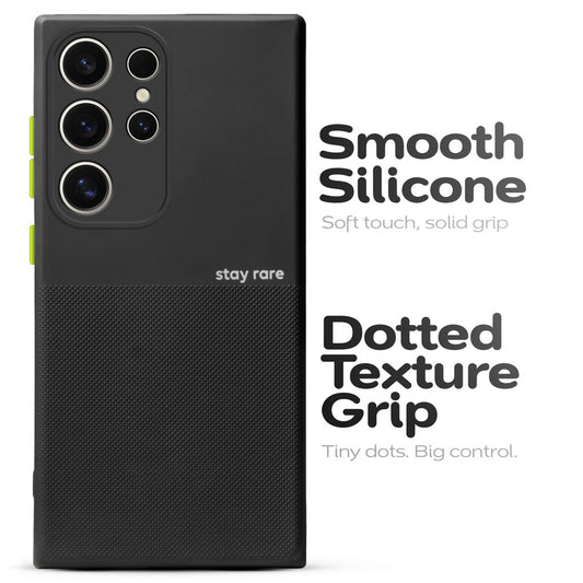 Premium Silicone Textured Case With Camera Protection & Inner Microfiber Lining Back Cover For Samsung S24 Ultra 5G
