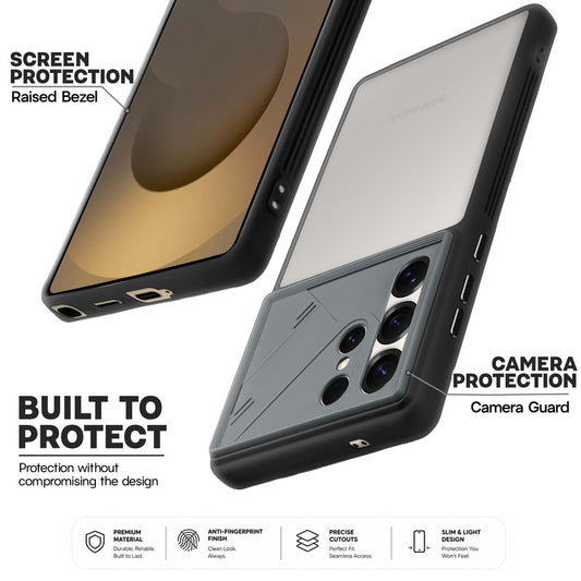 Premium Frosted Back Cover with Textured Camera Design & Metal-Look Buttons for Samsung S25 Ultra 5G