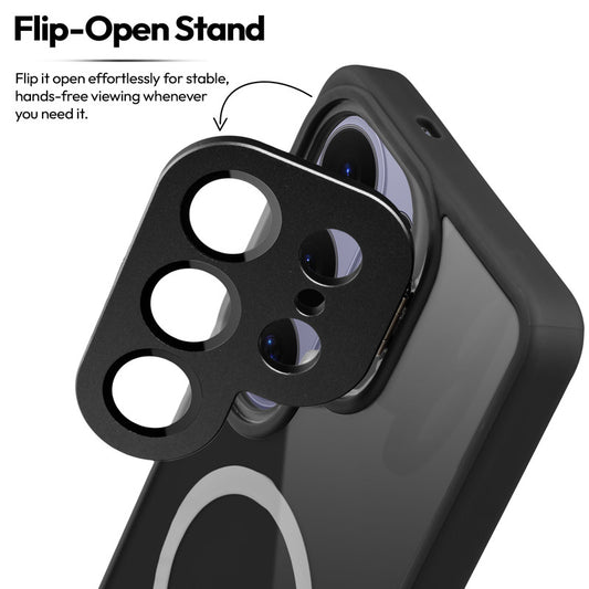 Samsung S26 Ultra 5G Case with MagSafe Compatibility, Flip-Open Camera Cover Stand, Glossy Glass Back & Metallic Buttons