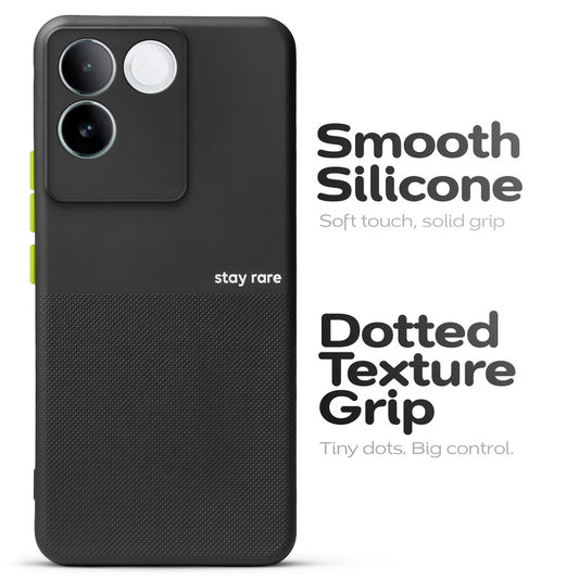 Premium Silicone Textured Case With Camera Protection & Inner Microfiber Lining Back Cover For Vivo T2 Pro 5G