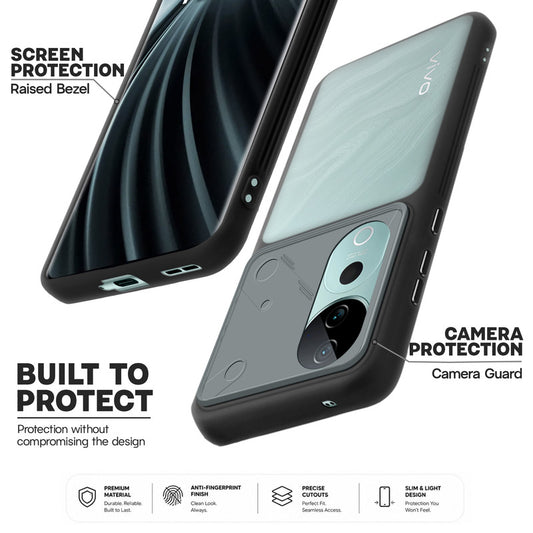 Premium Frosted Back Cover with Textured Camera Design & Metal-Look Buttons for Vivo T3 Ultra 5G